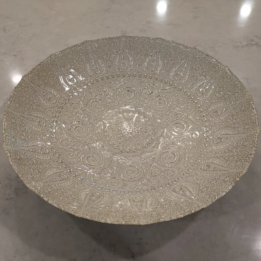 Elegant Silver Decorative Glass Bowl 13.5